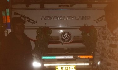 34 भैंसों से भरा ट्रक पिछोर पुलिस ने पकड़ा:दो तस्कर भोपाल से भरकर धौलपुर के बूचड़खाने कटवाने ले जा रहे थे